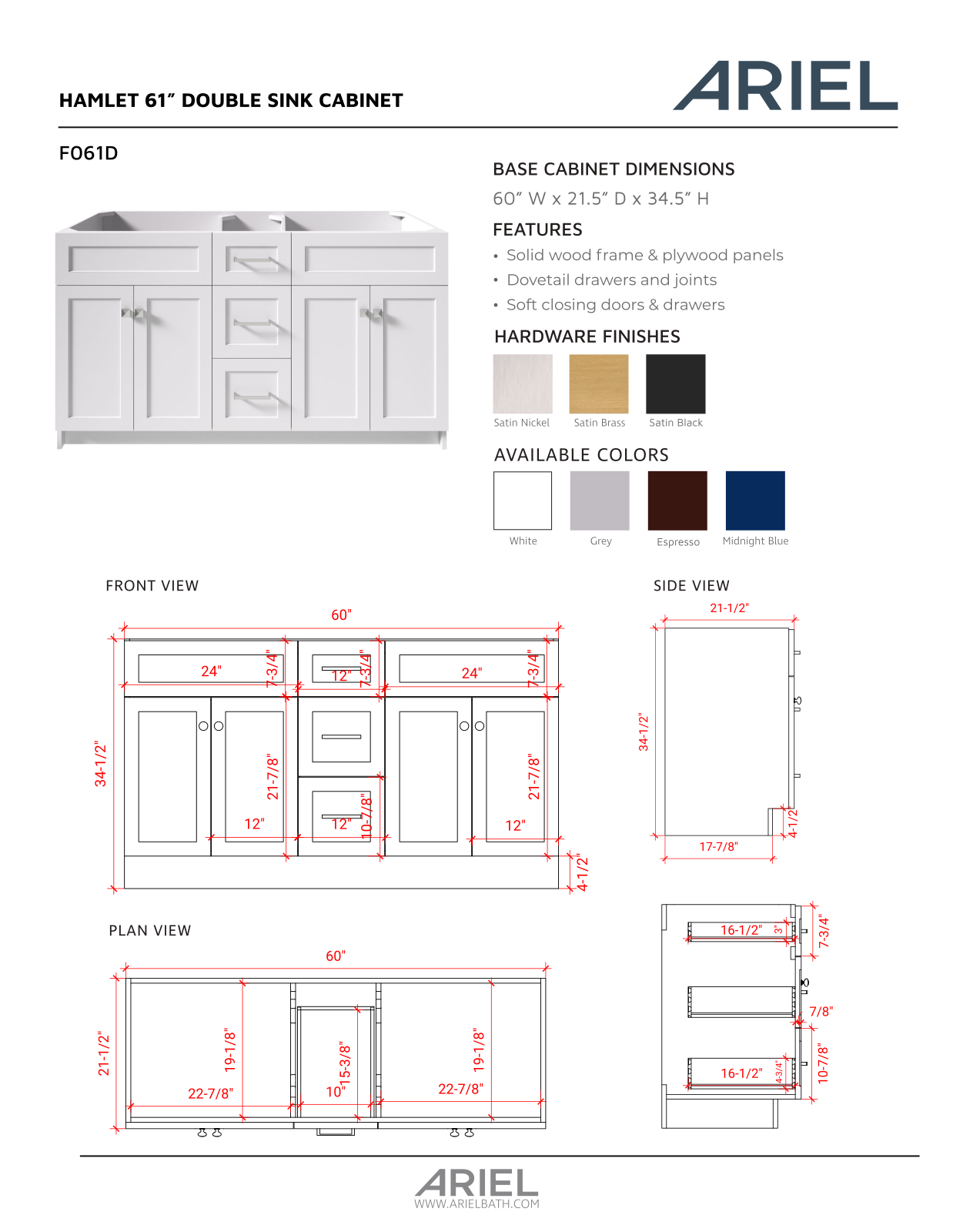 Ariel Bath ZZB10402 Specification - ManualMachine.com