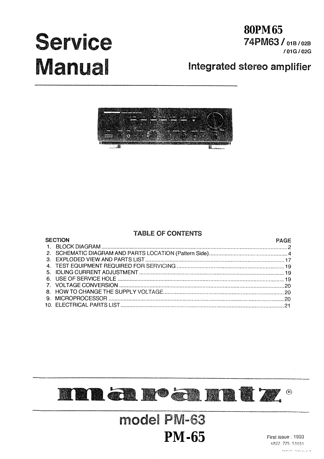 Marantz PM-65, PM-63 Service Manual