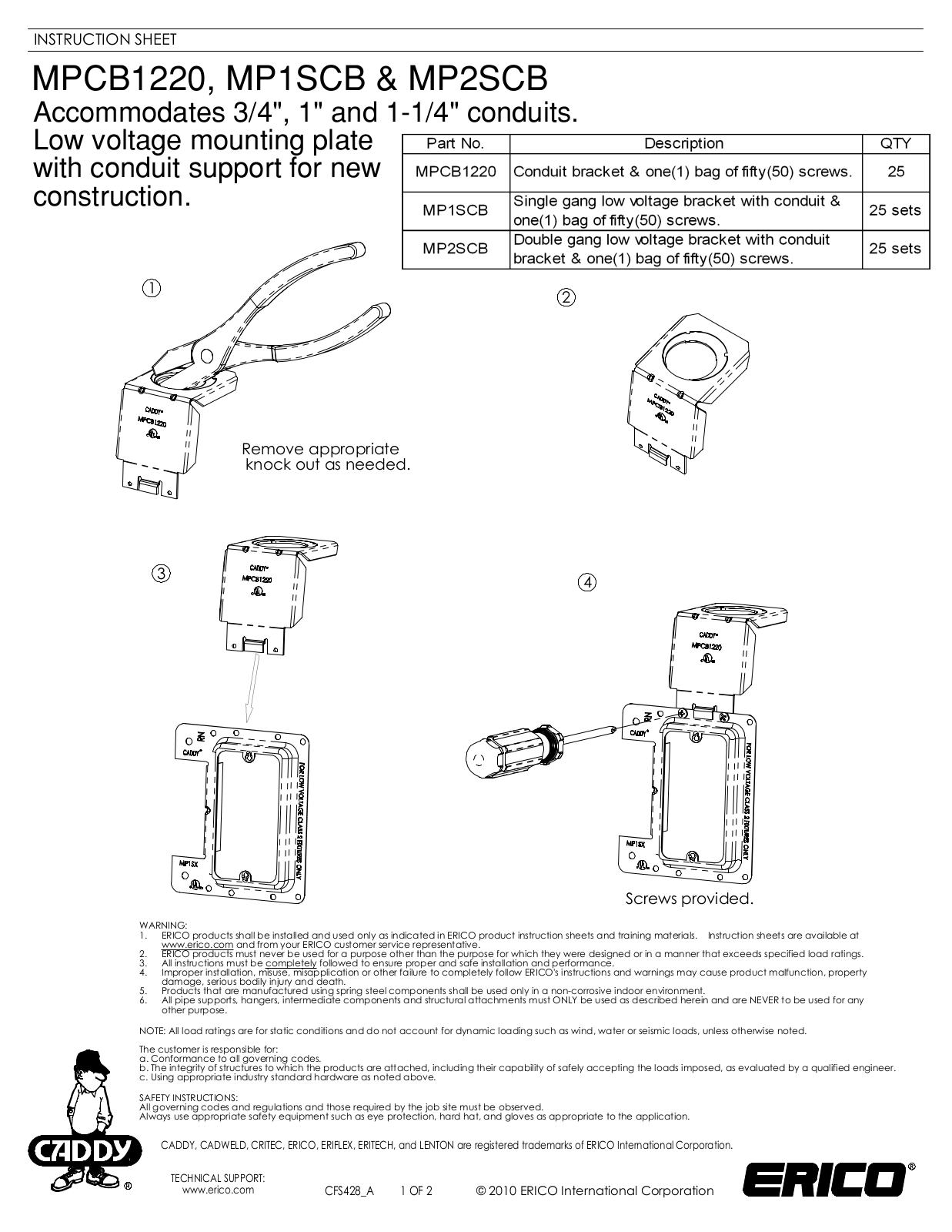 ERICO MP2SCB User Manual