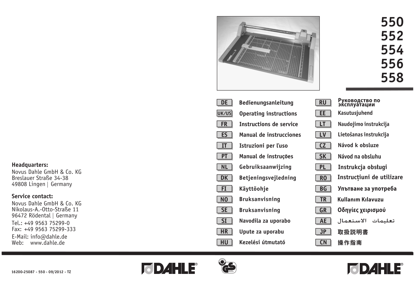 Dahle 552 User manual