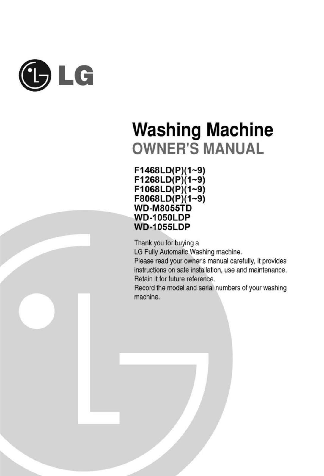 LG WD-7777B User Guide