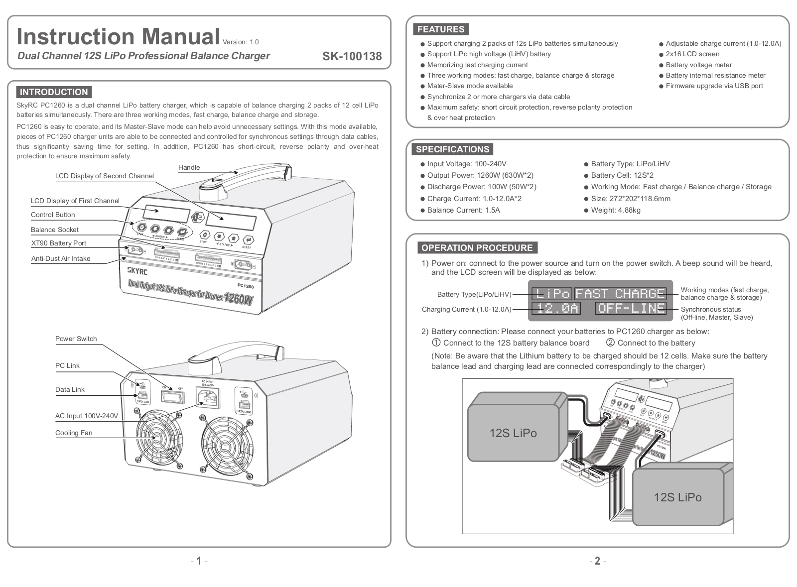 Skyrc PC1260 Instruction Manual