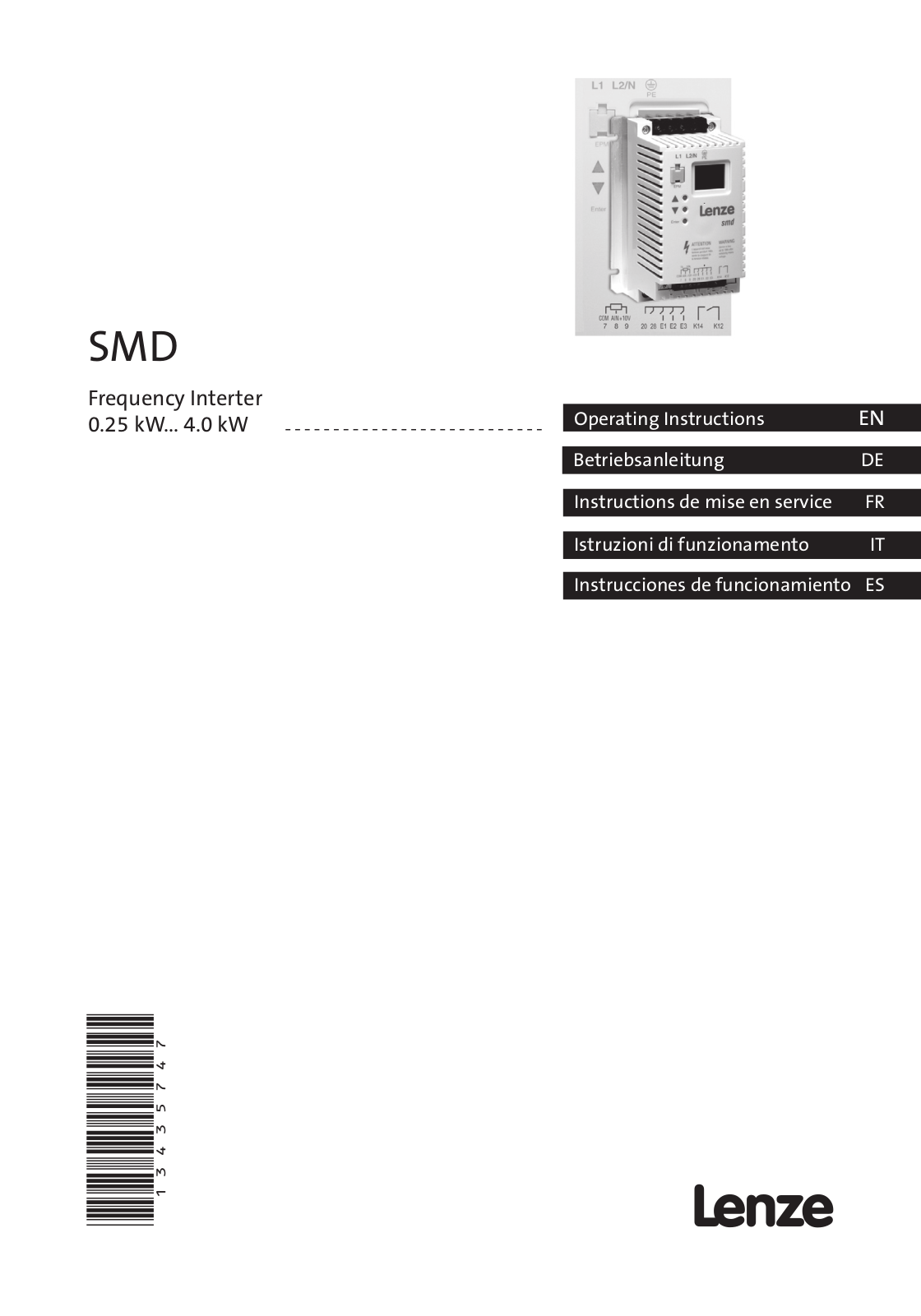 Lenze SMD 0-25kW-4-0kW User Manual