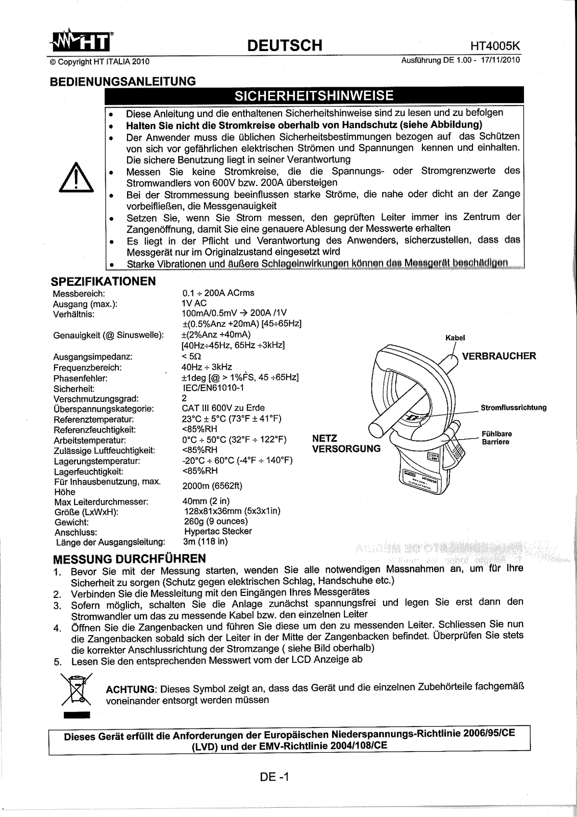 HT Instruments HT4005K operation manual