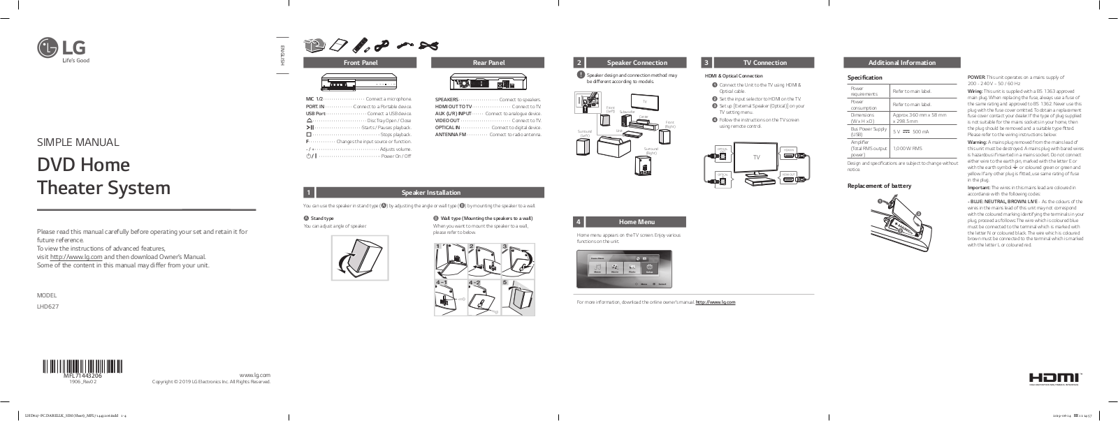 LG LHD627 User Guide