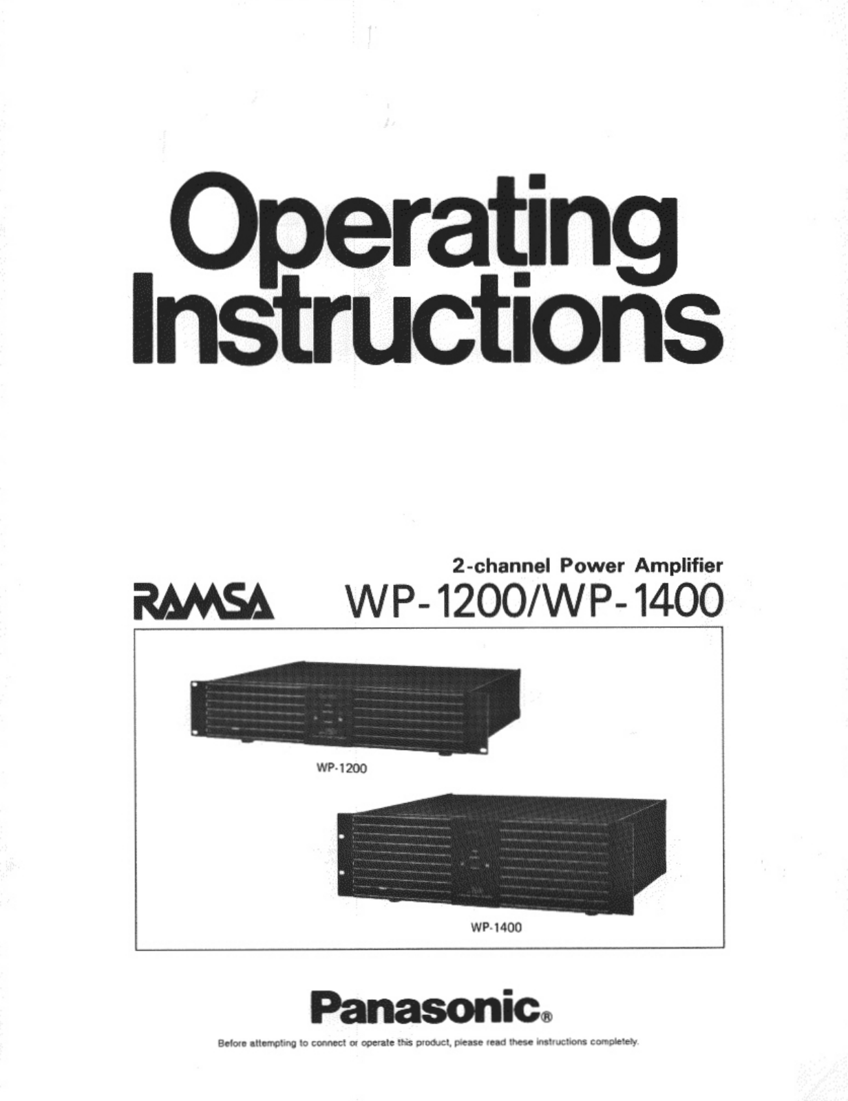 Panasonic wp-1200 Operation Manual
