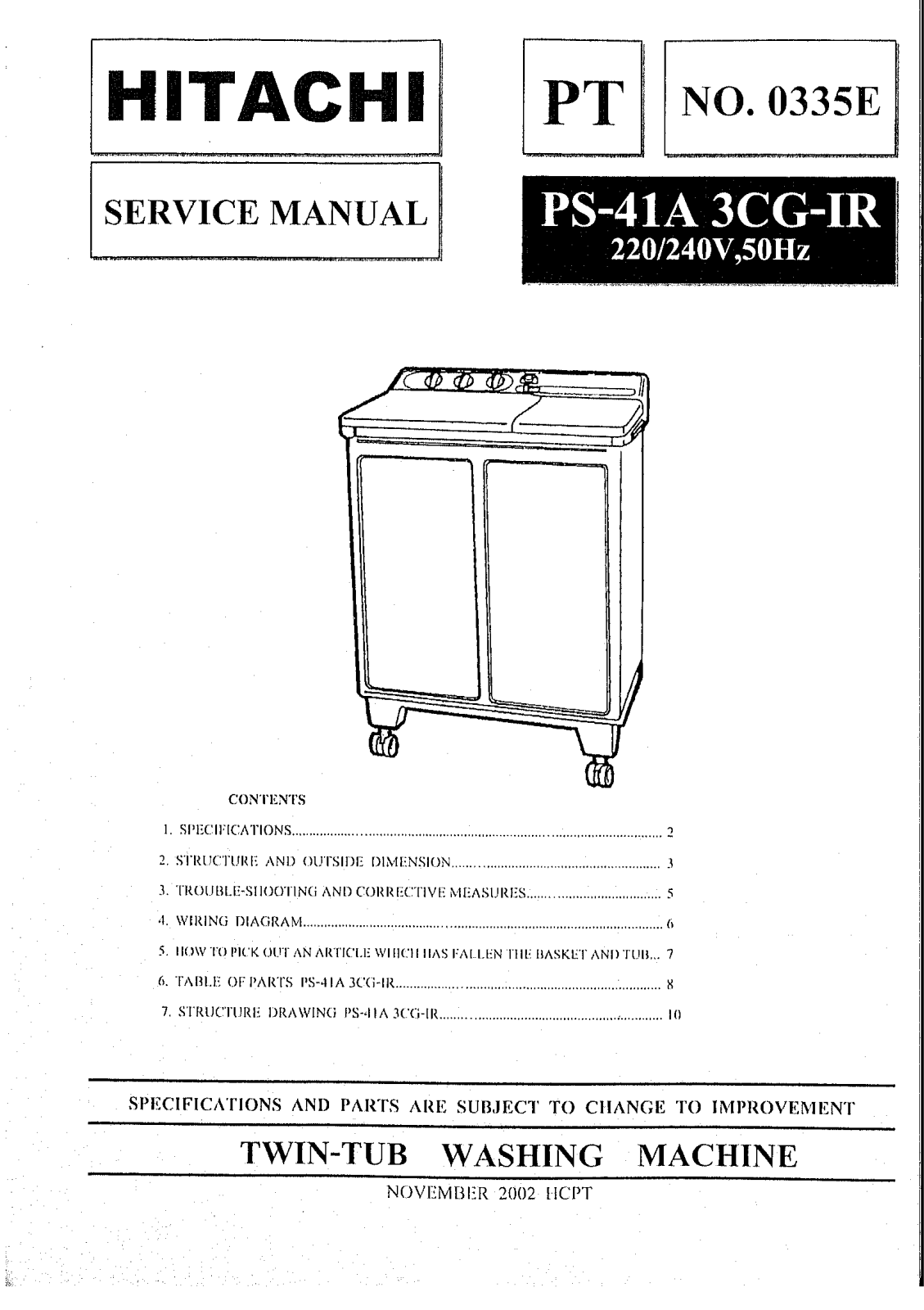 Hitachi PS-41A Service Manual