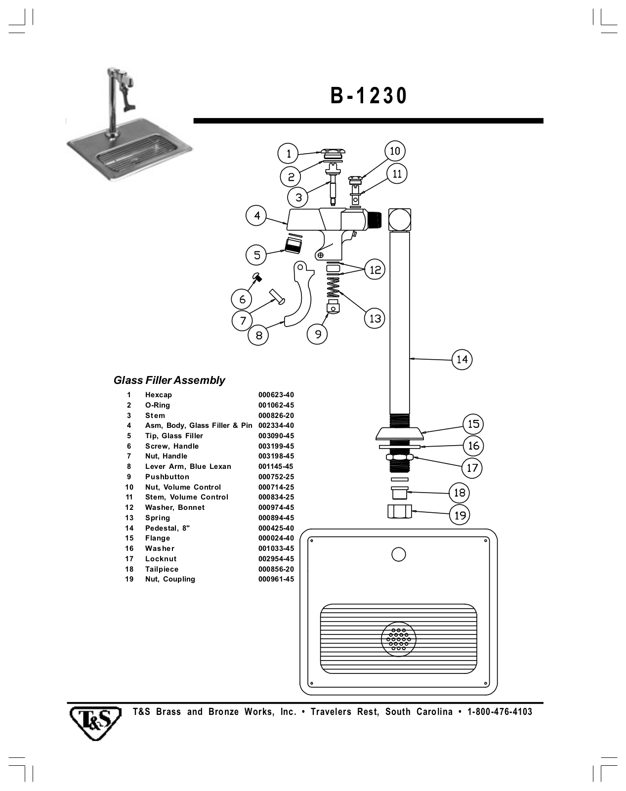 T & S Brass & Bronze Works B-1230 Part Manual