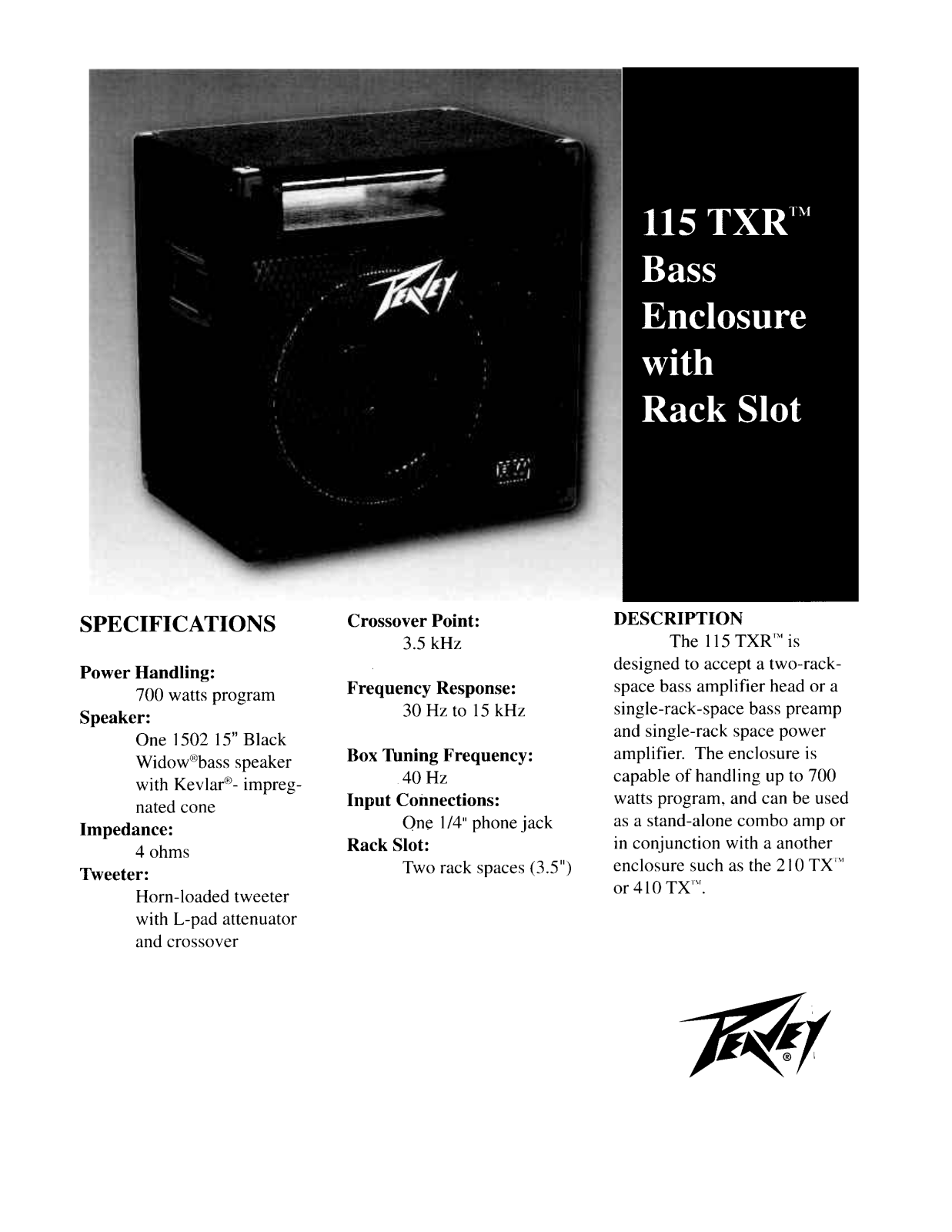 Peavey 115 TXR User Manual