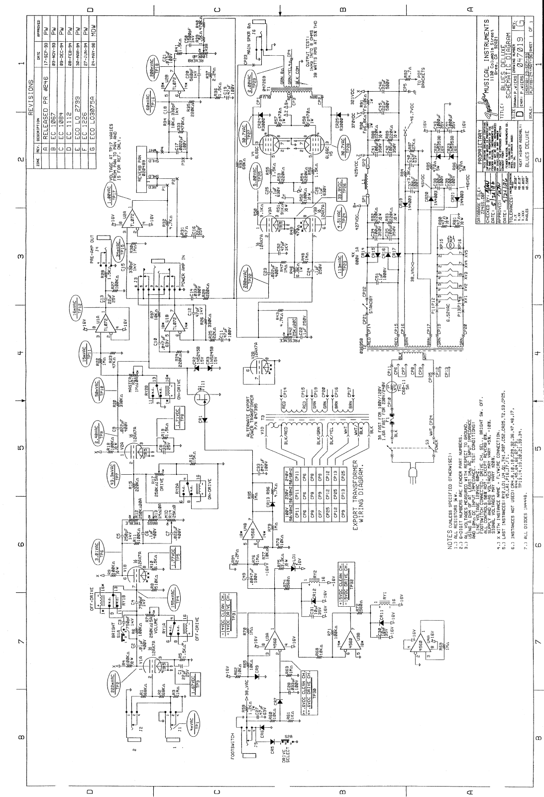 Fender blues deluxe guitar amplifier schematic