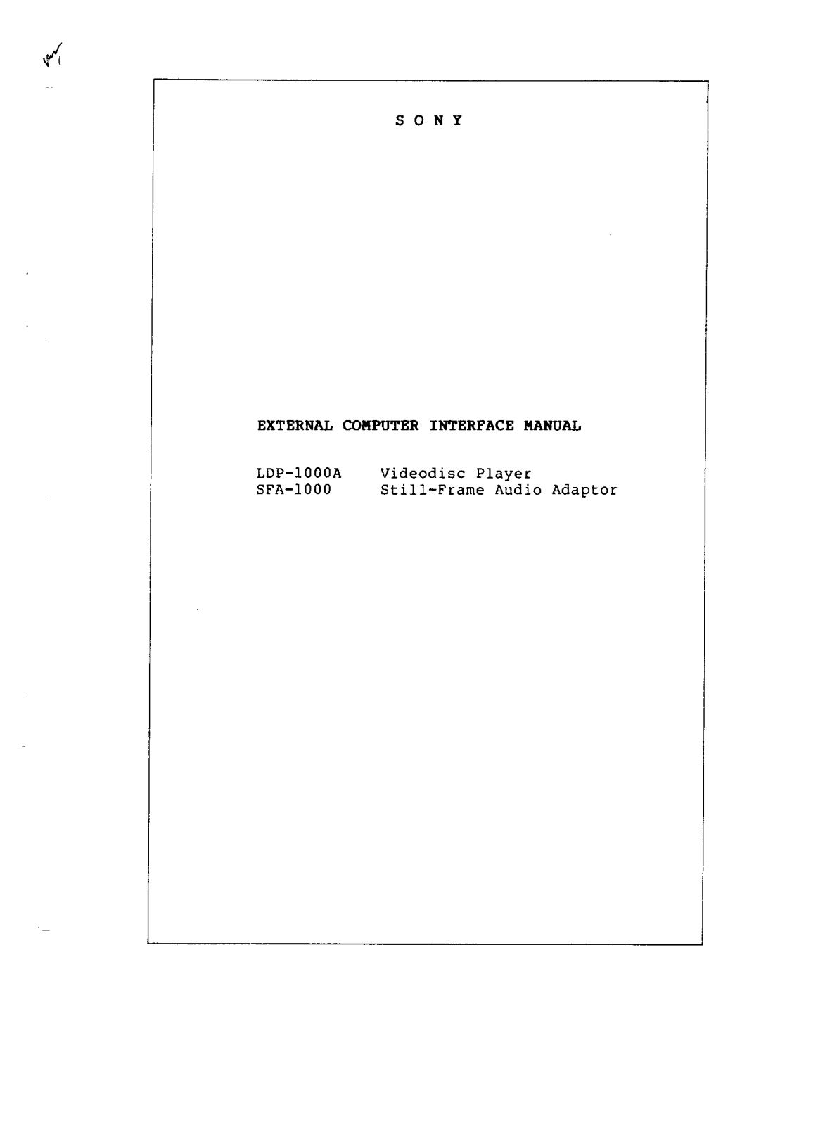 Sony SFA-1000, LDP-1000A User Manual