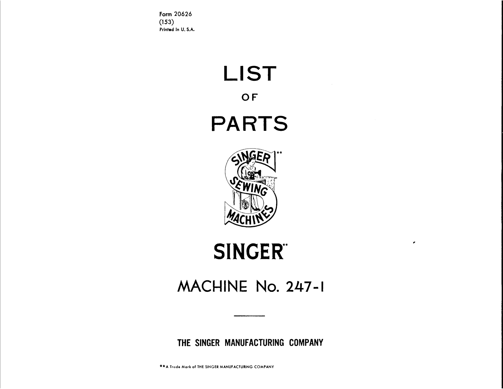 Singer 247-1 User Manual