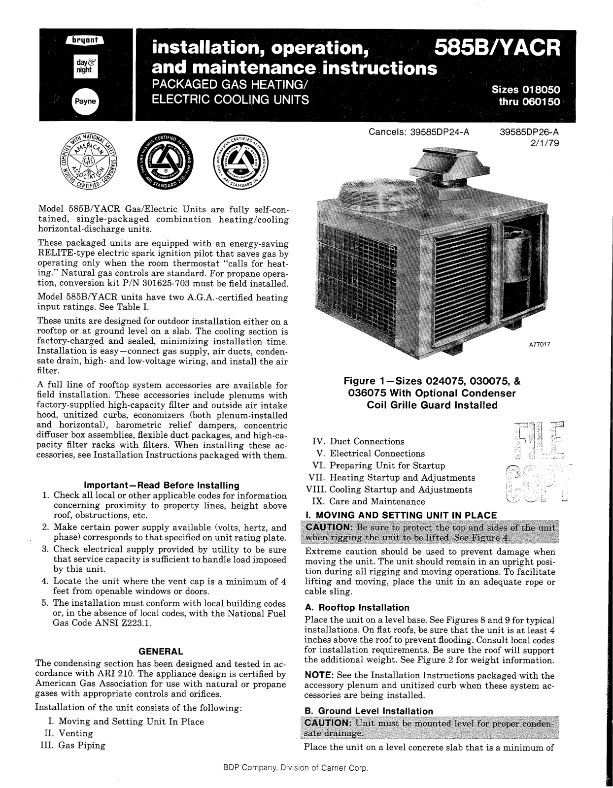 Bryant 585B-YACR User Manual