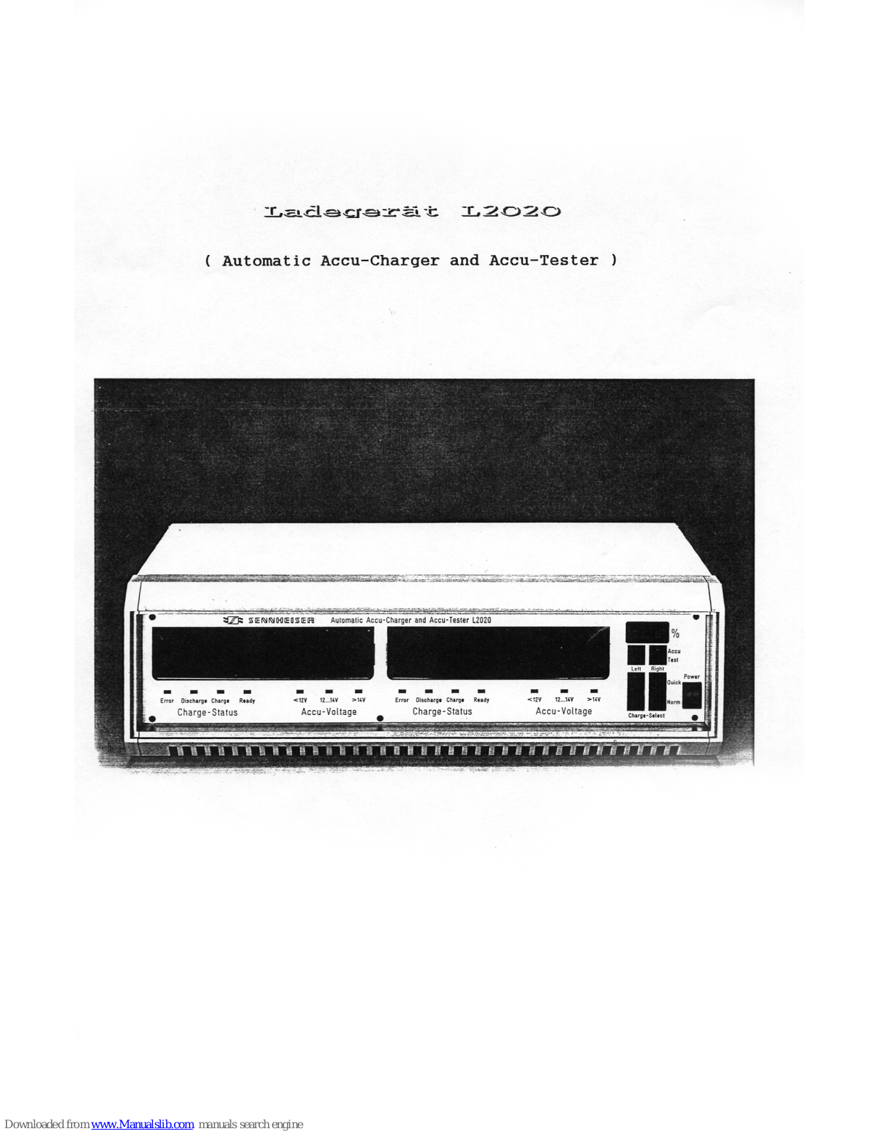 Sennheiser L 2020 Instructions For Use Manual