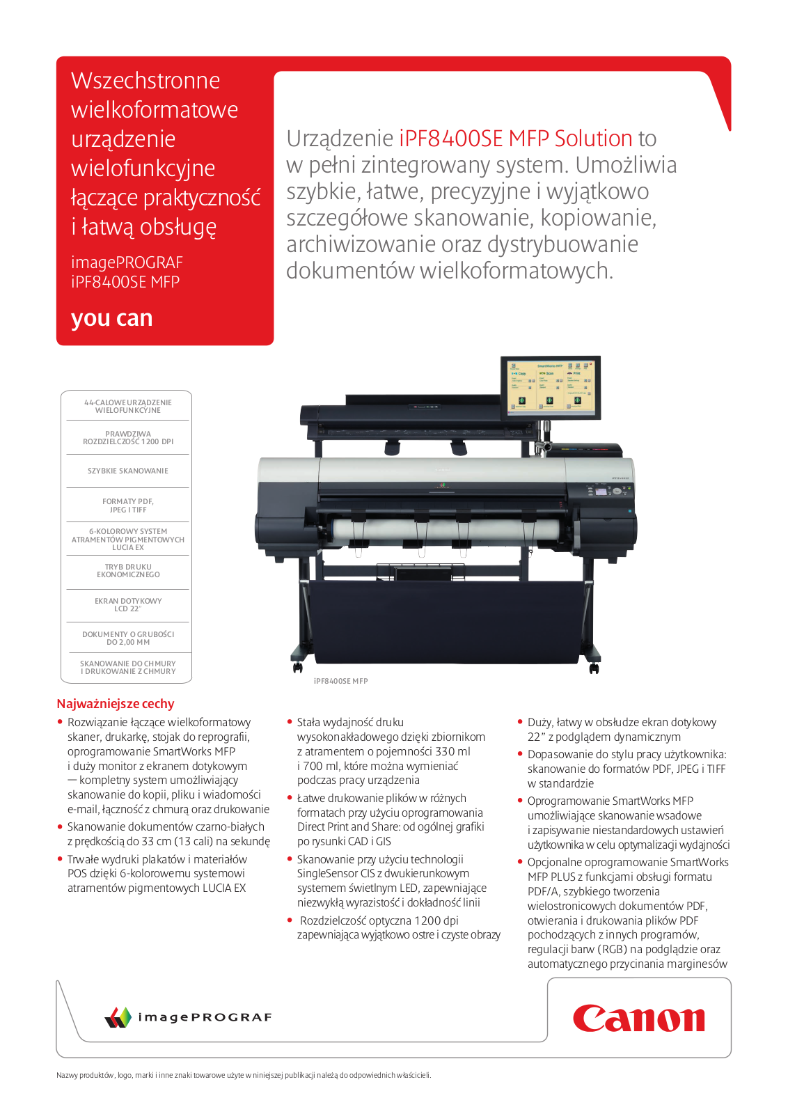 Canon IMAGEPROGRAF IPF8400SE MFP BROCHURE