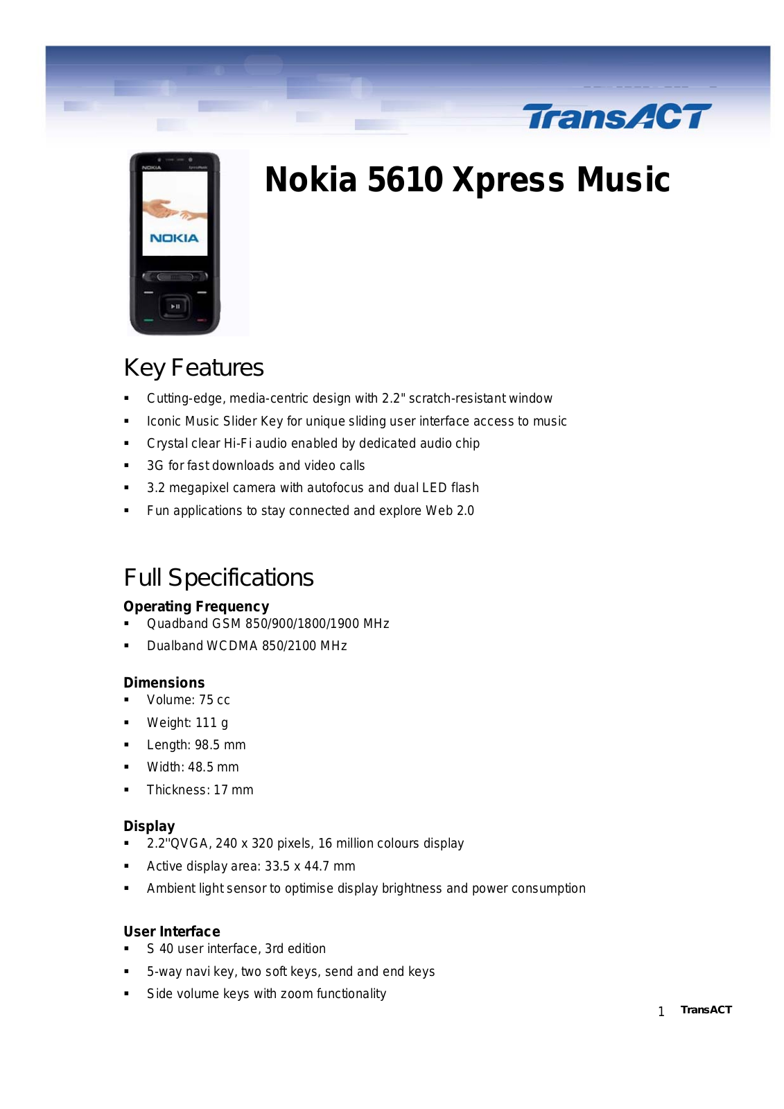 Nokia 5610 User Manual