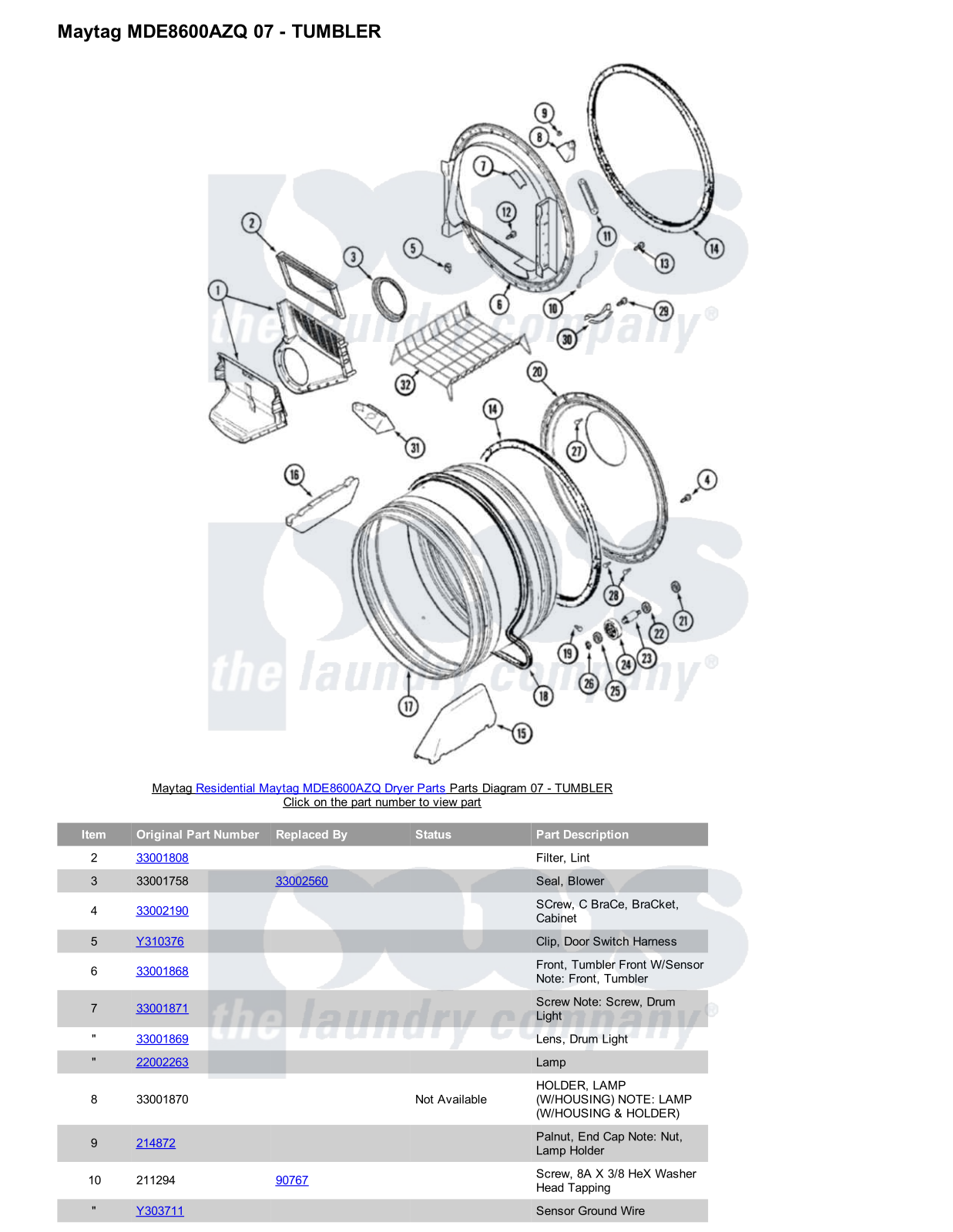 Maytag MDE8600AZQ Parts Diagram