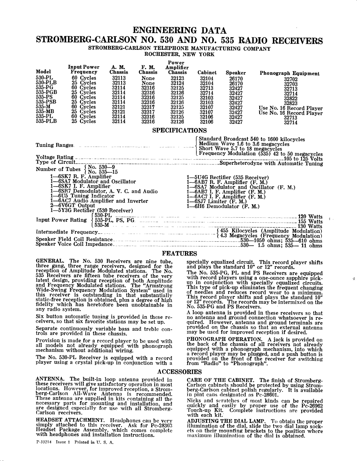 Stromberg Carlson 535 schematic