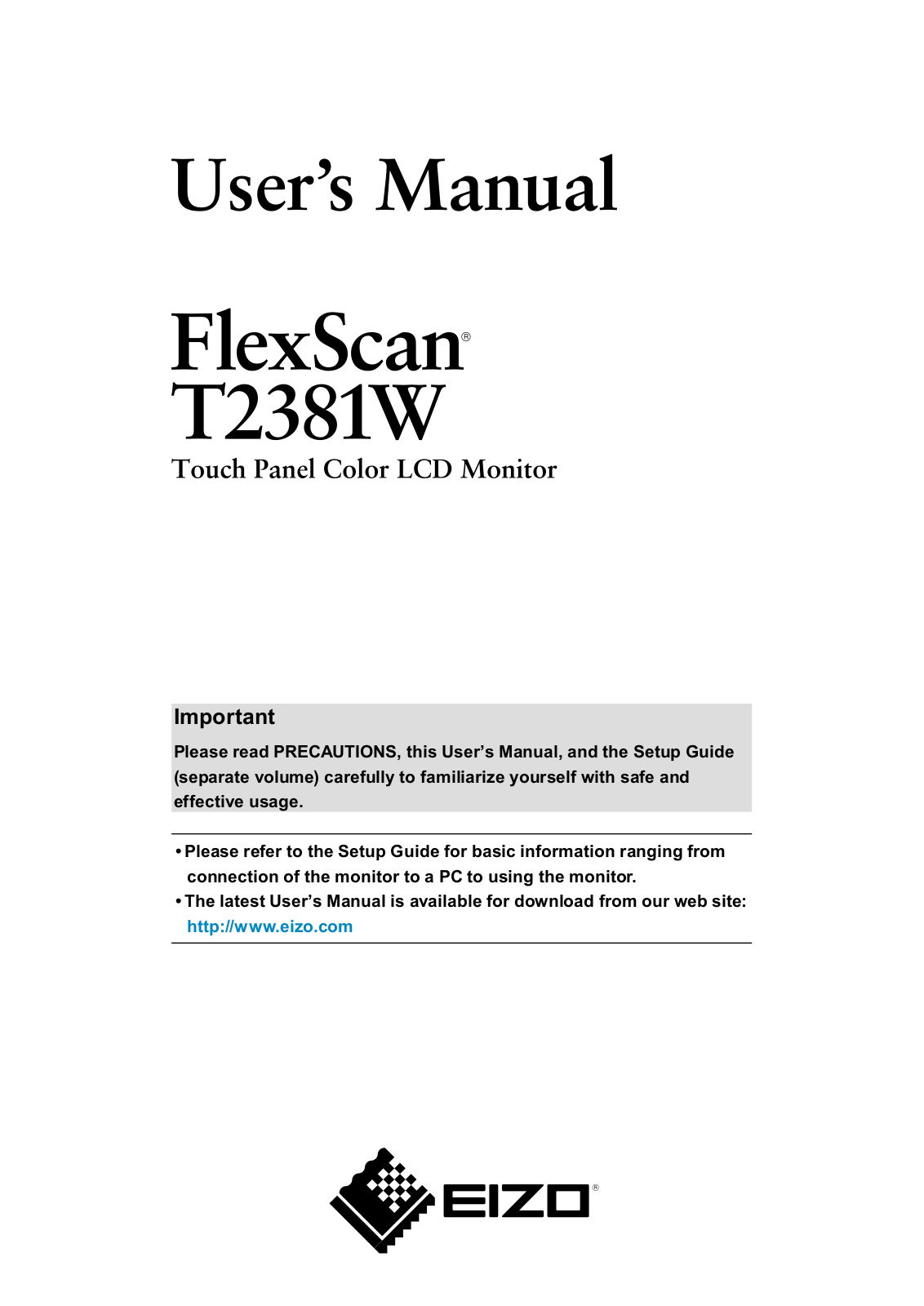 Eizo T2381W-BK User manual