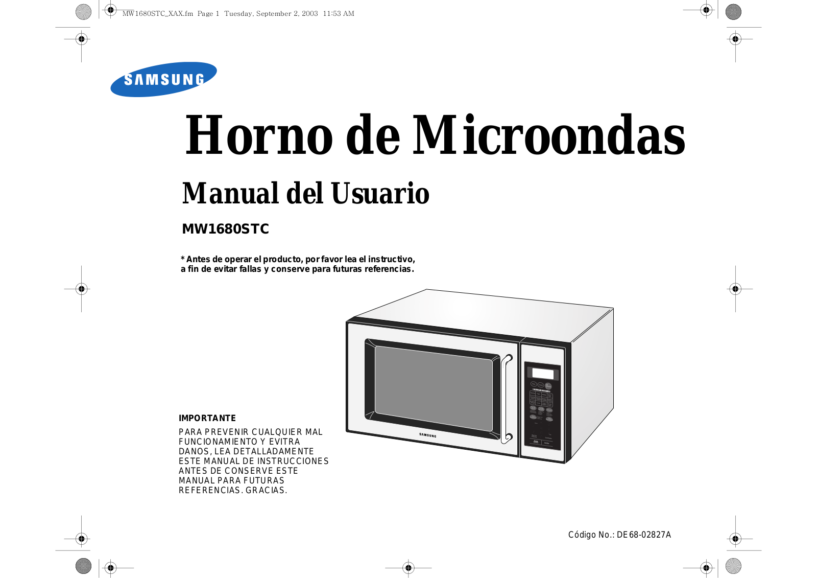 Samsung MW1680STC User Manual