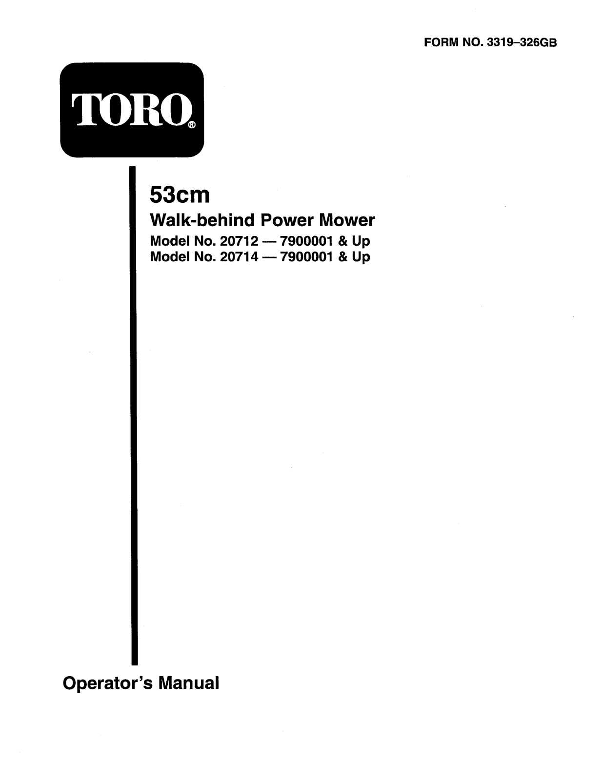 Toro 20712, 20714 Operator's Manual