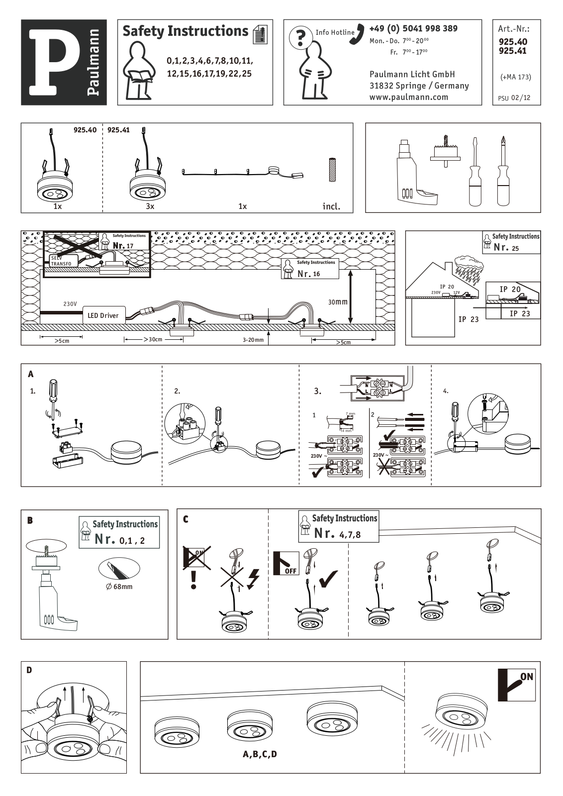 Paulmann 92540 Safety instructions - ManualMachine.com
