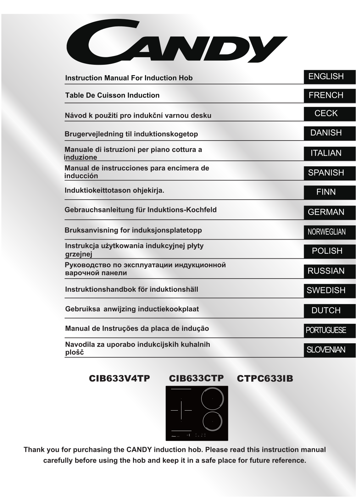 Candy CTPC633IB User Manual