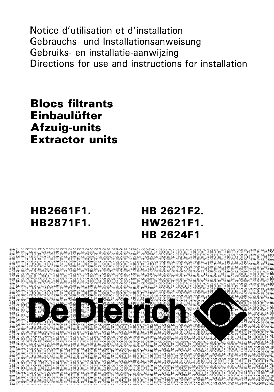 De dietrich HW2621F1, HB2661F1, HB2661F2, HW2621F2 User Manual