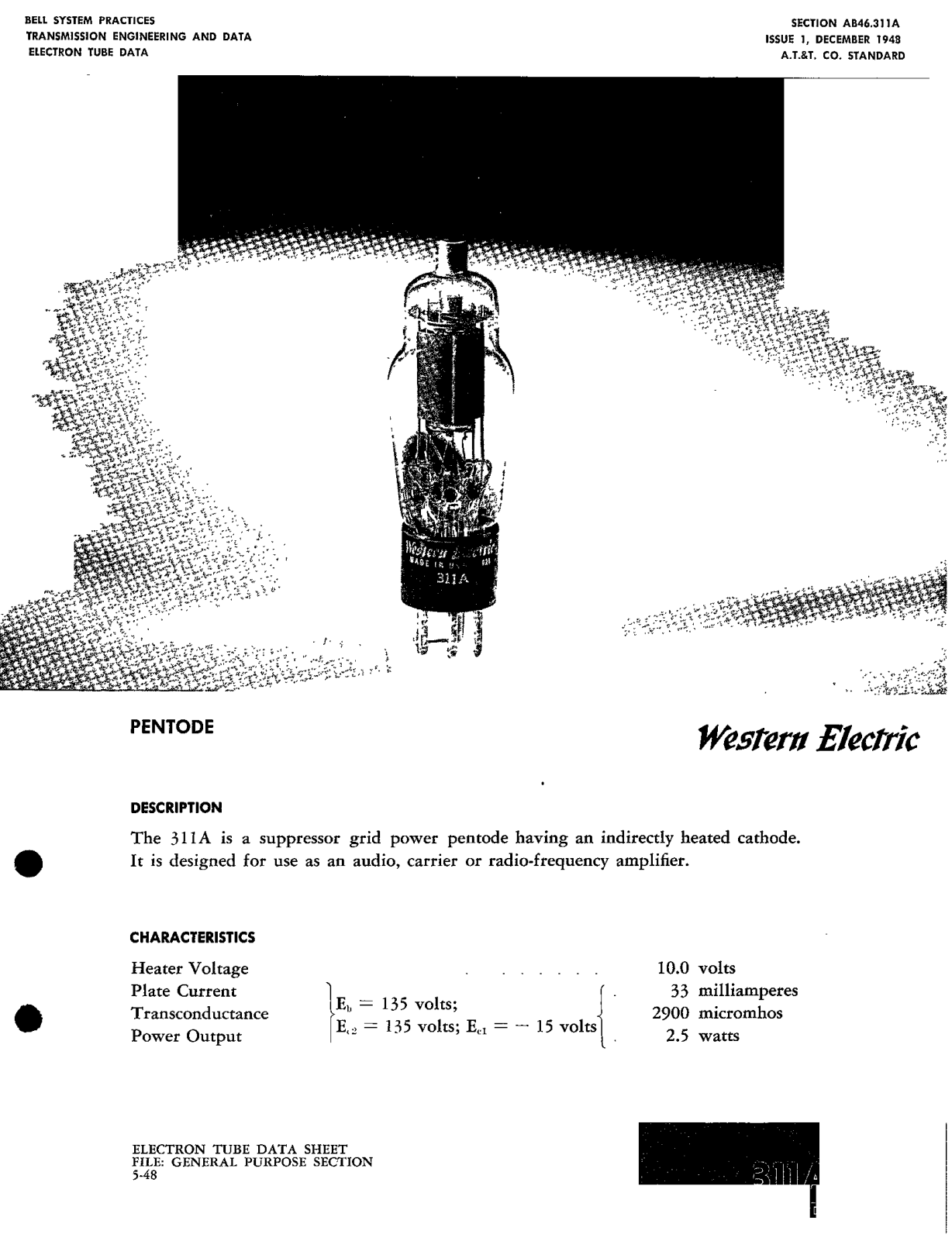 Western Electric 311-A Brochure