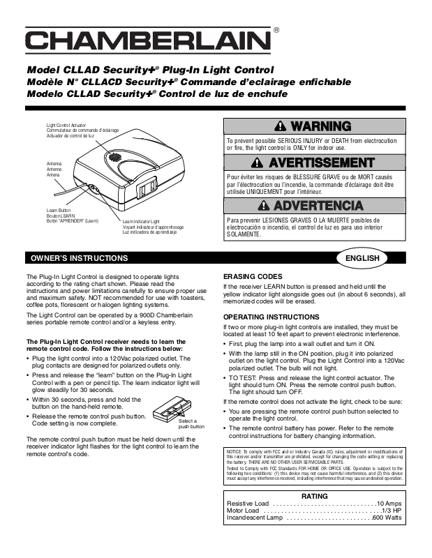 Chamberlain CLLAD User Manual