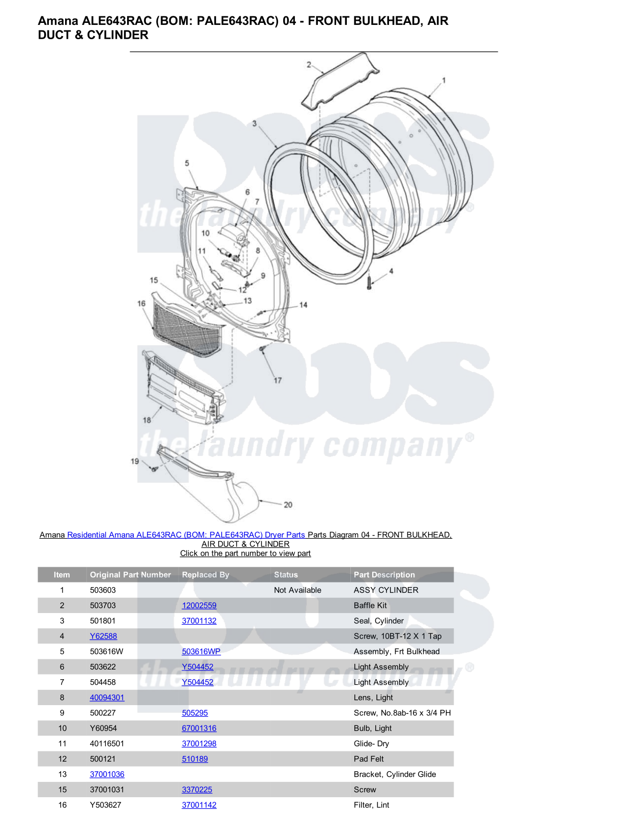 Amana ALE643RAC Parts Diagram