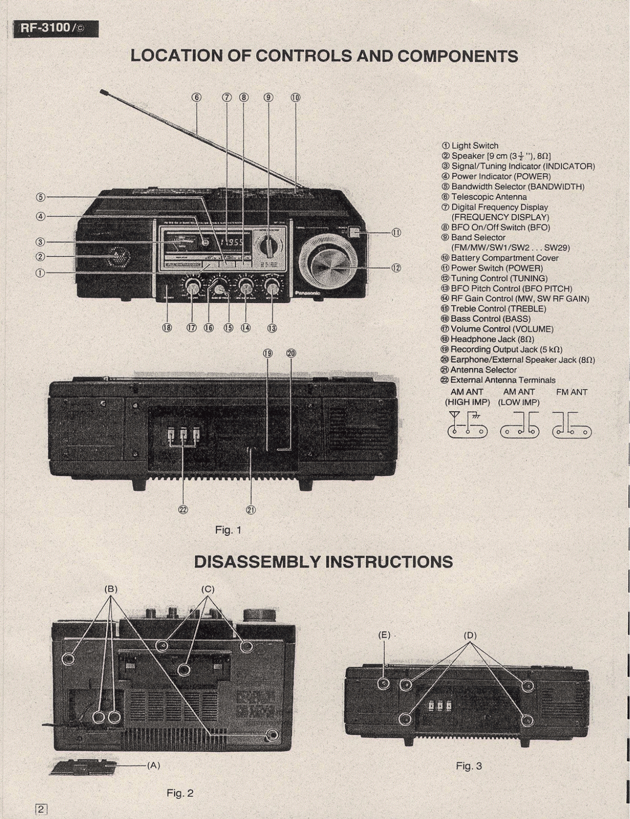 Panasonic RF-3100 Service manual