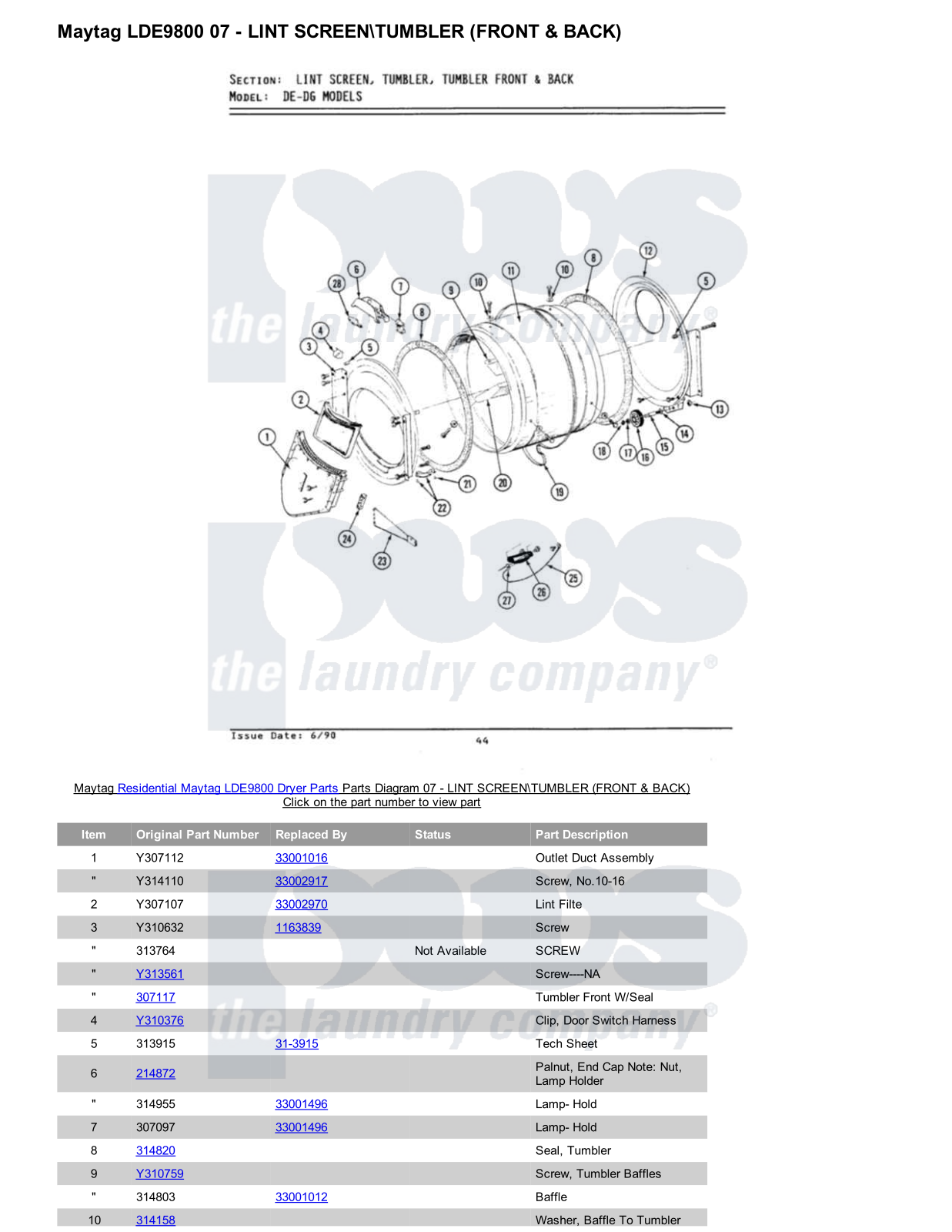 Maytag LDE9800 Parts Diagram