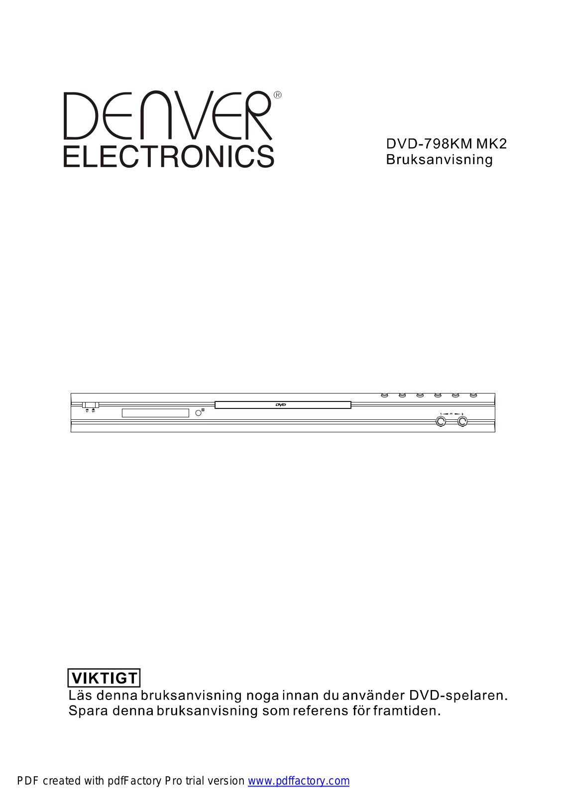 Denver DVD-798KM MK2 User Manual