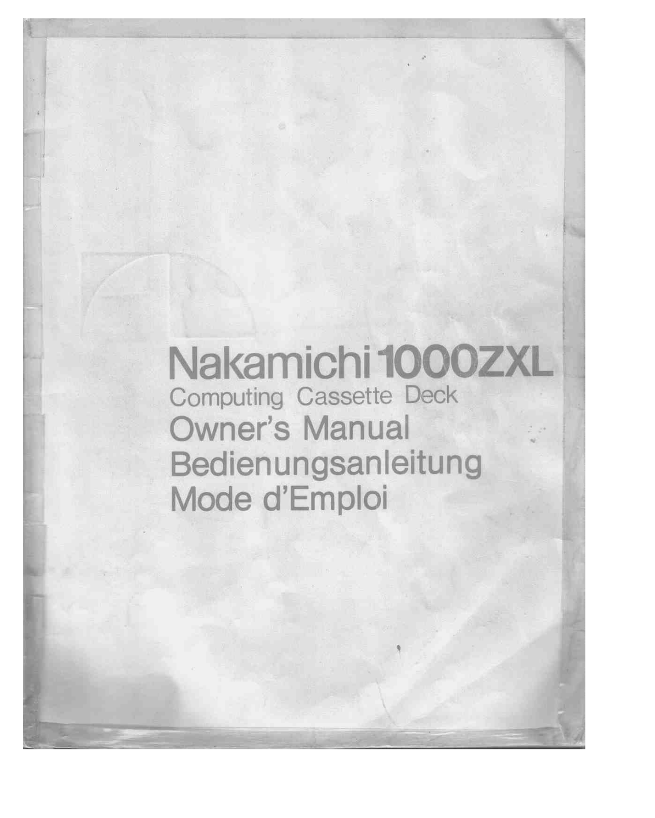 Nakamichi 1000-ZXL Service manual