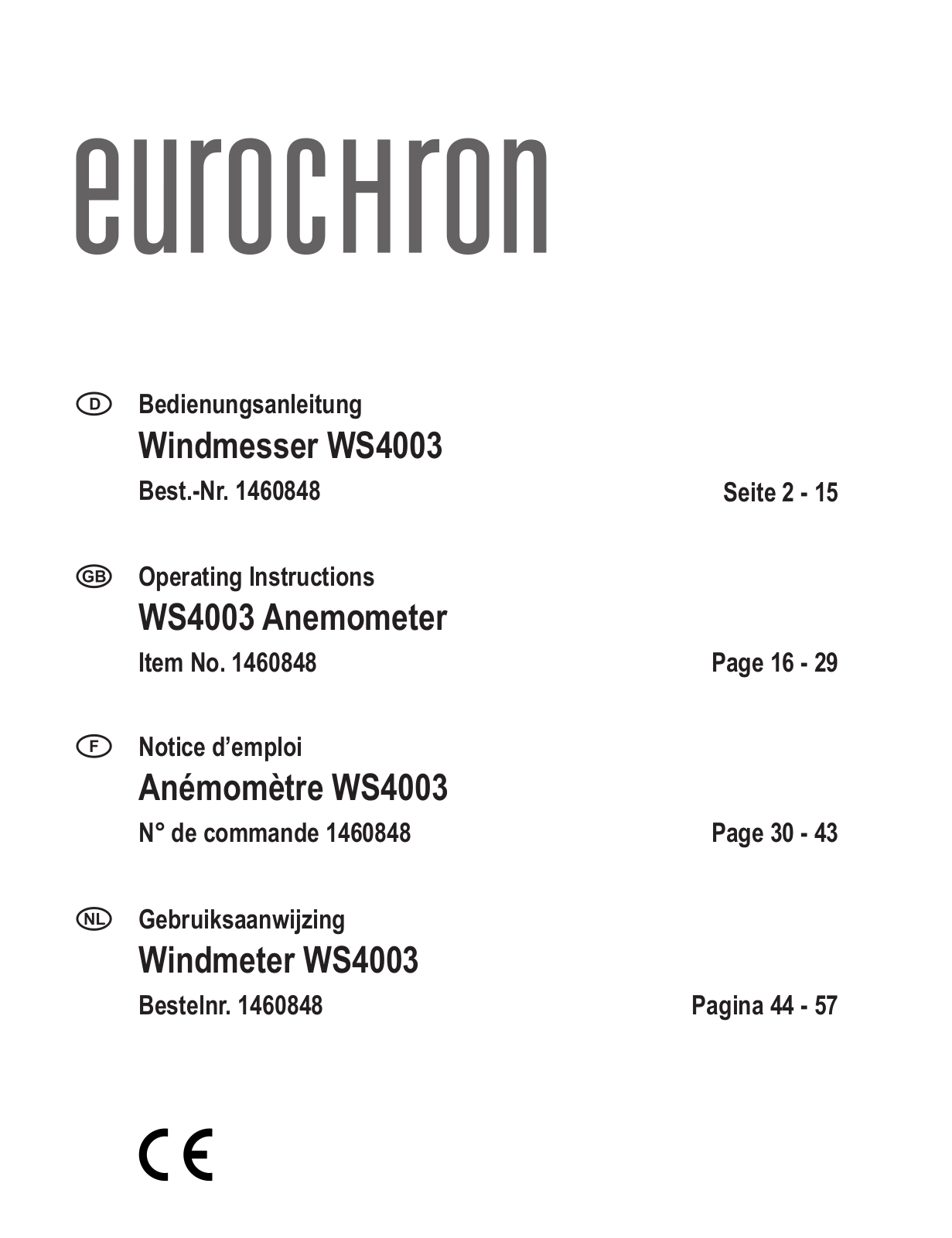 Eurochron WS4003 Operation Manual