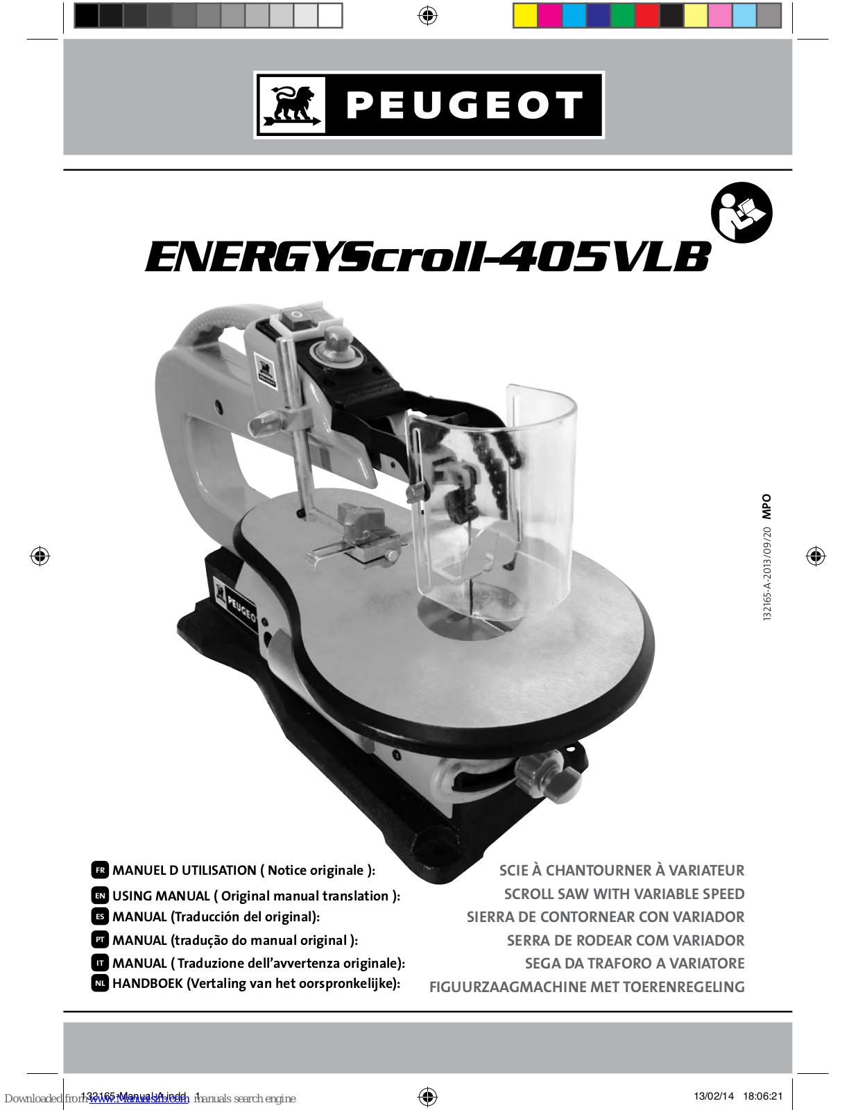 PEUGEOT ENERGYSCROLL-405VLB User Manual