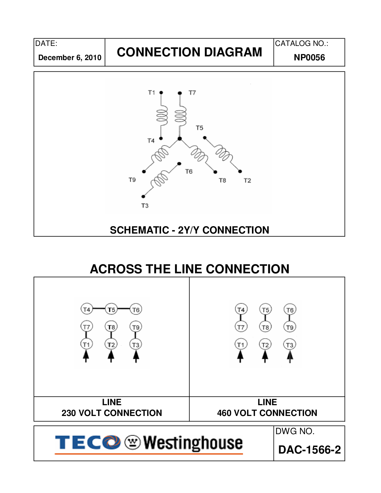 Teco NP0056 Connection Diagram