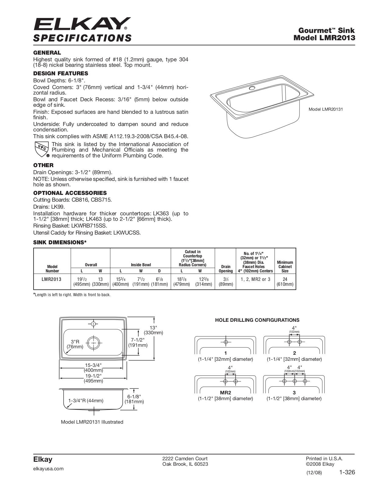 Elkay LMR2013 User Manual