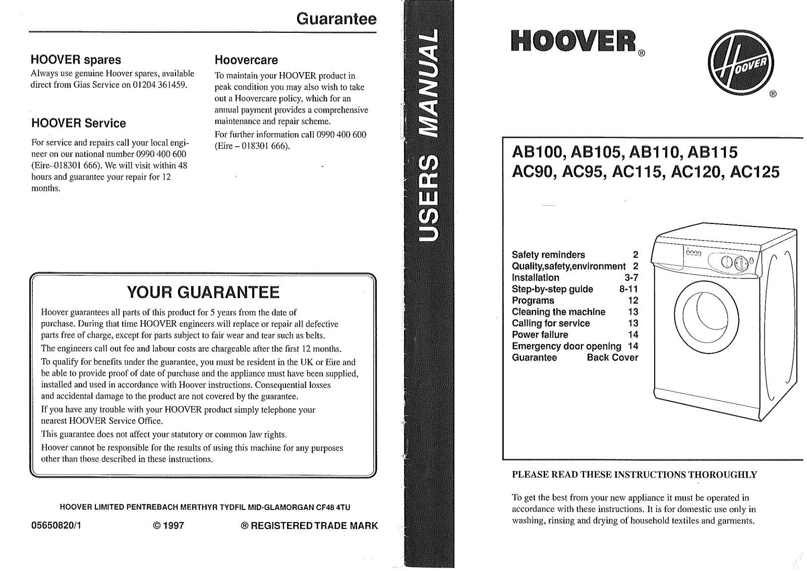 Hoover AC95, AB105, AC115, AB115, AC125 User Manual