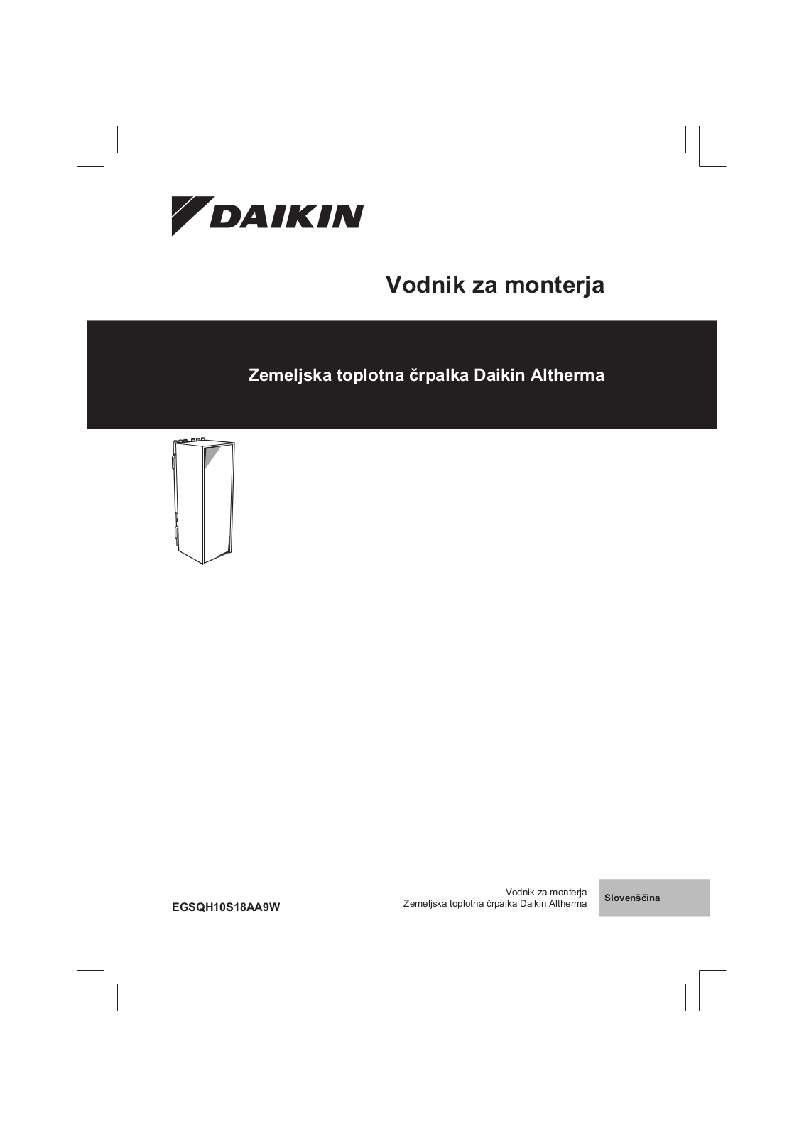 Daikin EGSQH10S18AA9W Installer reference guide