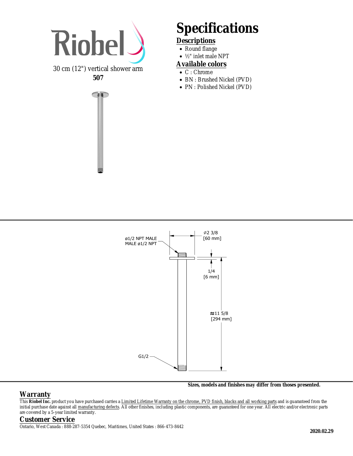 Riobel 507BG Specifications - ManualMachine.com
