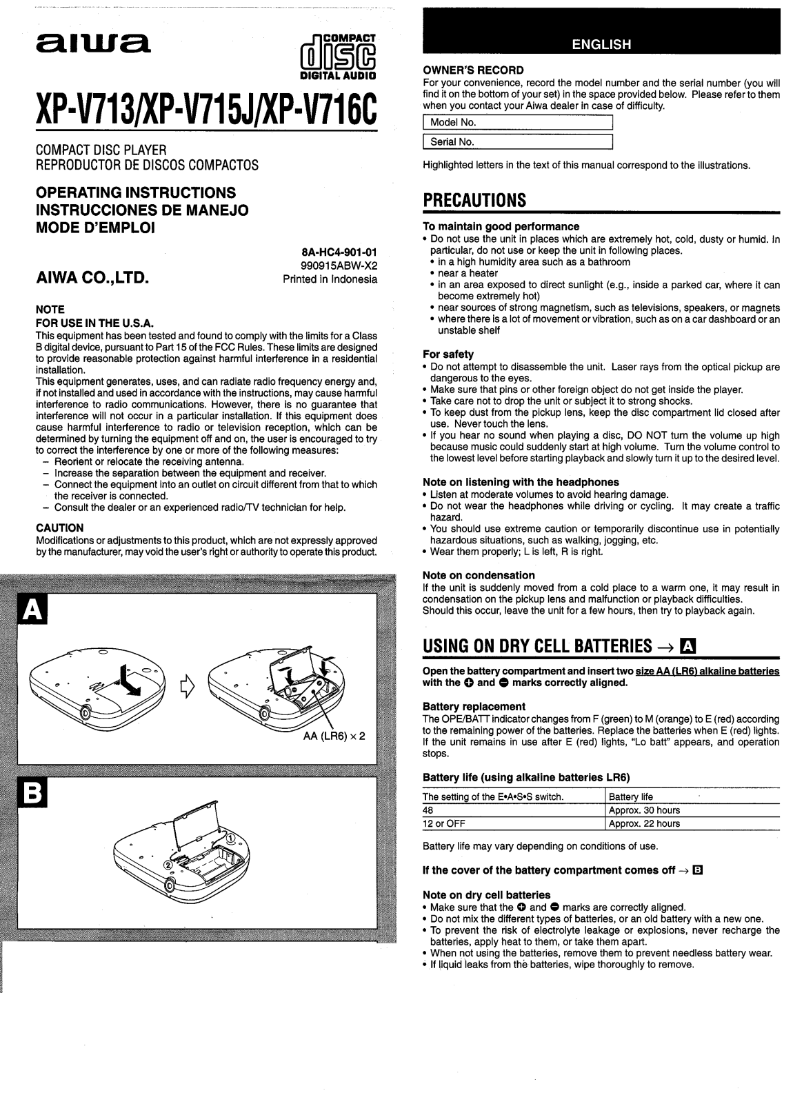 Sony XPV713 User Manual