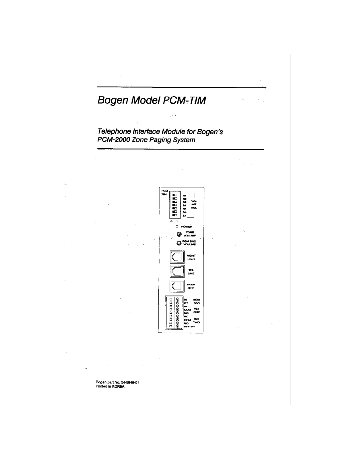 Bogen PCM-TIM User Manual