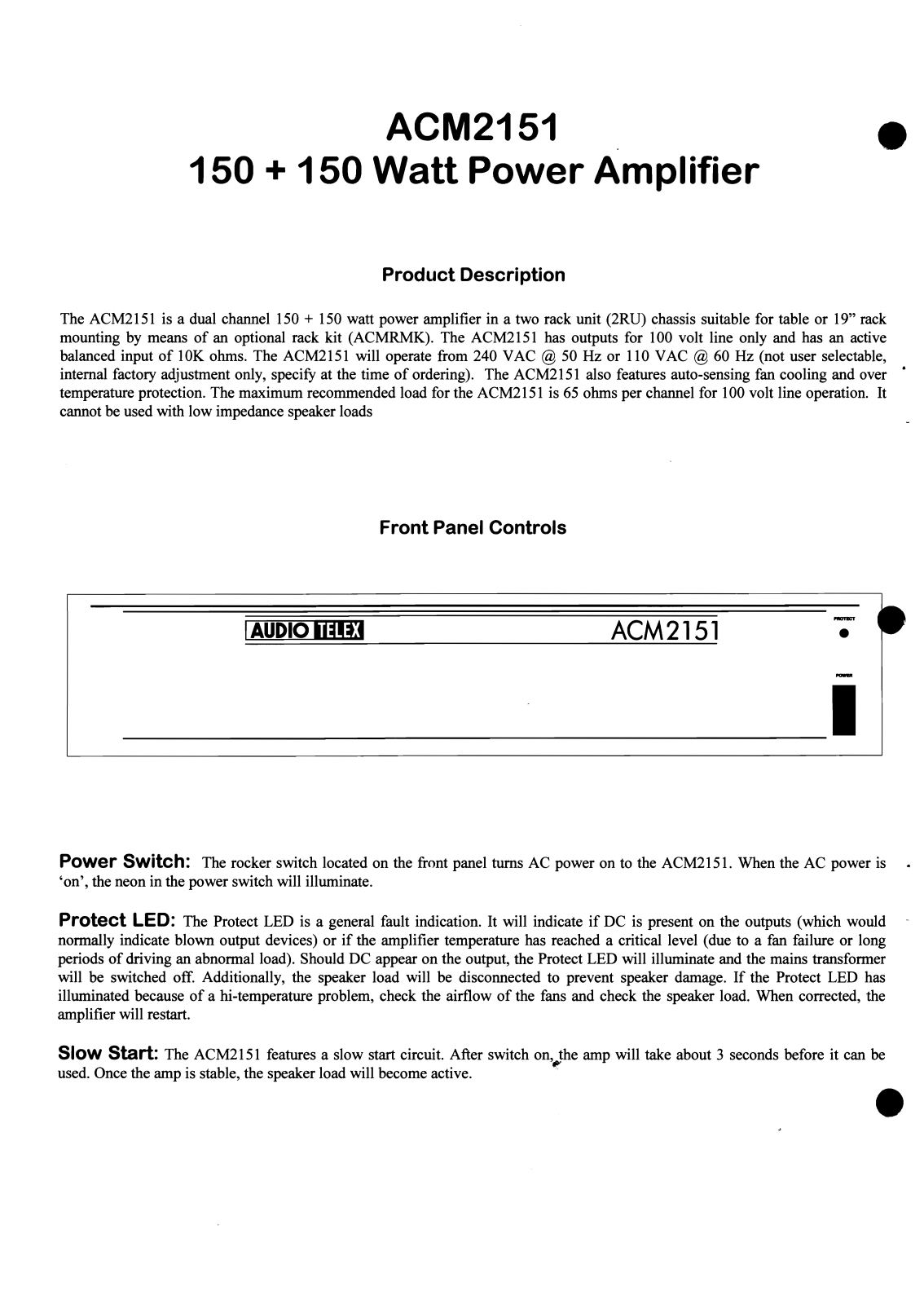 Audio Telex ACM2151 User Manual