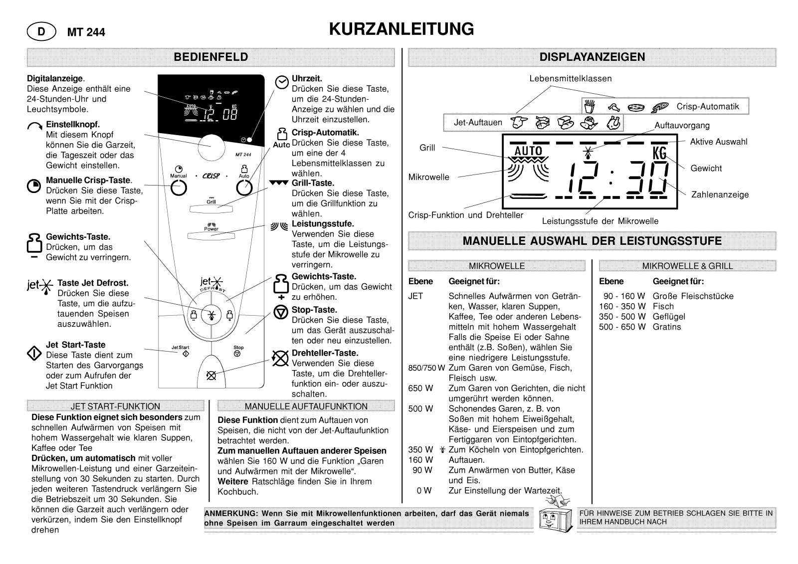 Whirlpool MT 244/BL, MT 244 WHITE, MT 244/WH, MT 244 BLACK, MT 244/1/RED INSTRUCTION FOR USE