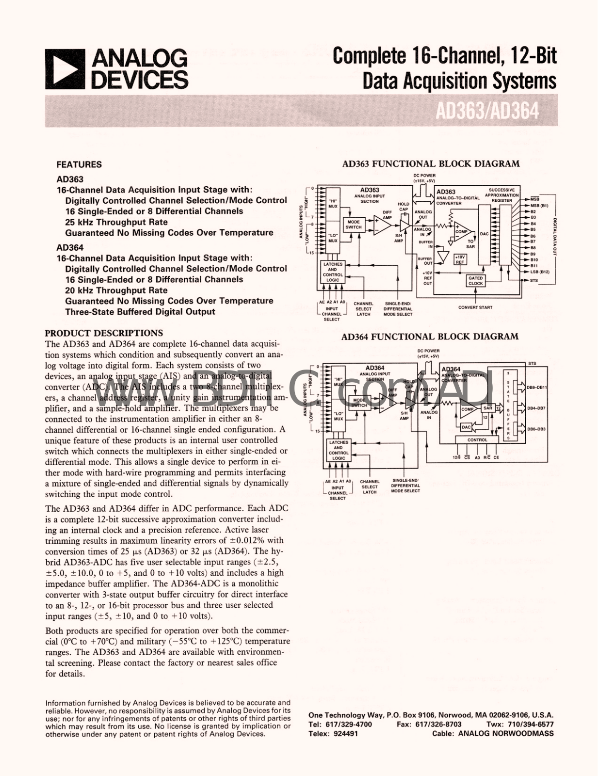 ANALOG DEVICES AD363R Service Manual