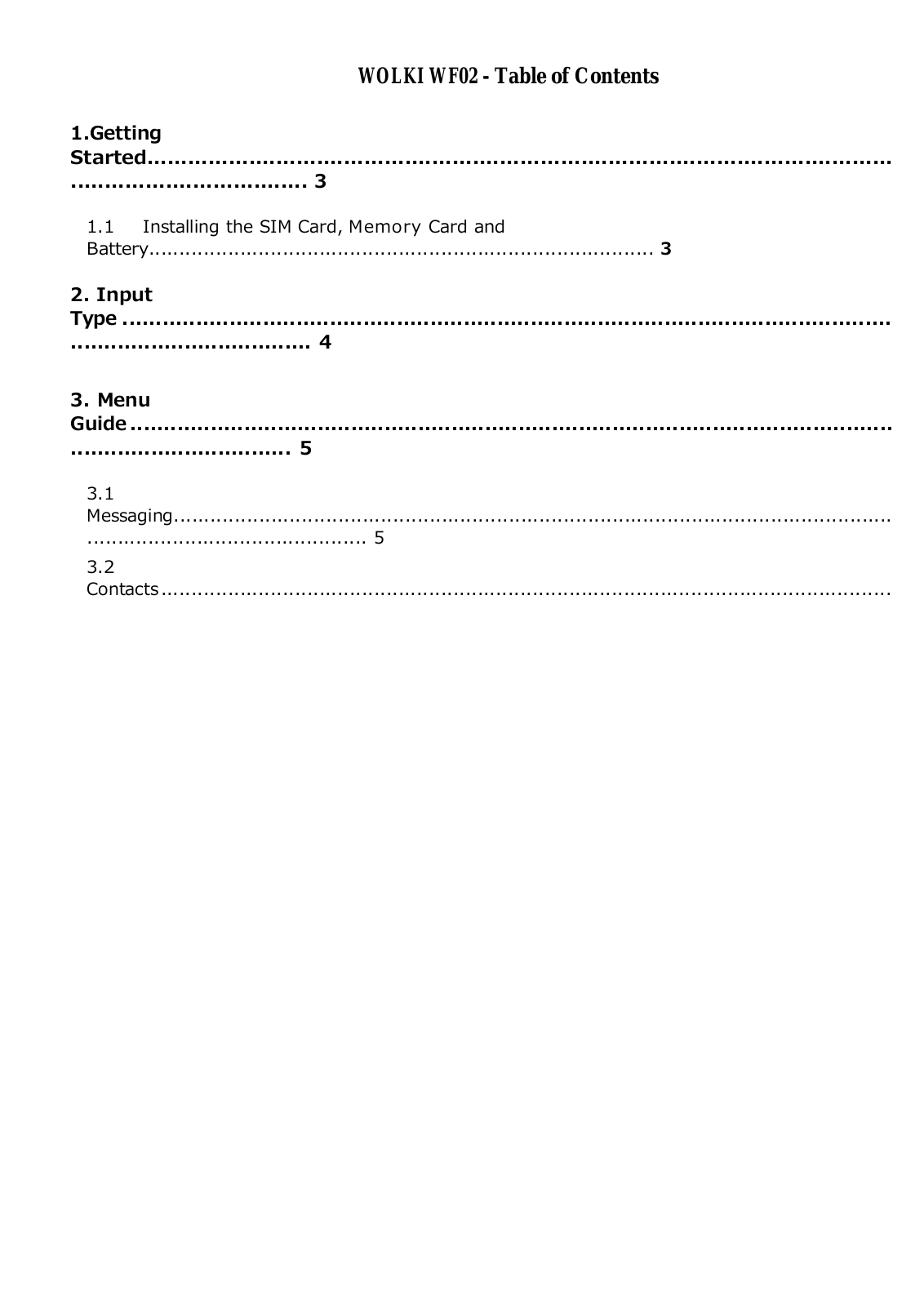 Worldwide telecom WF02 User Manual