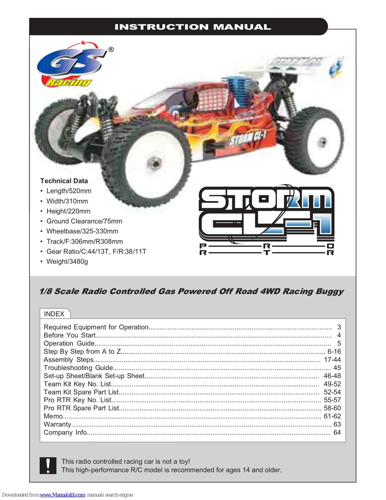 GS Racing Storm CL-1 Pro RTR Instruction Manual