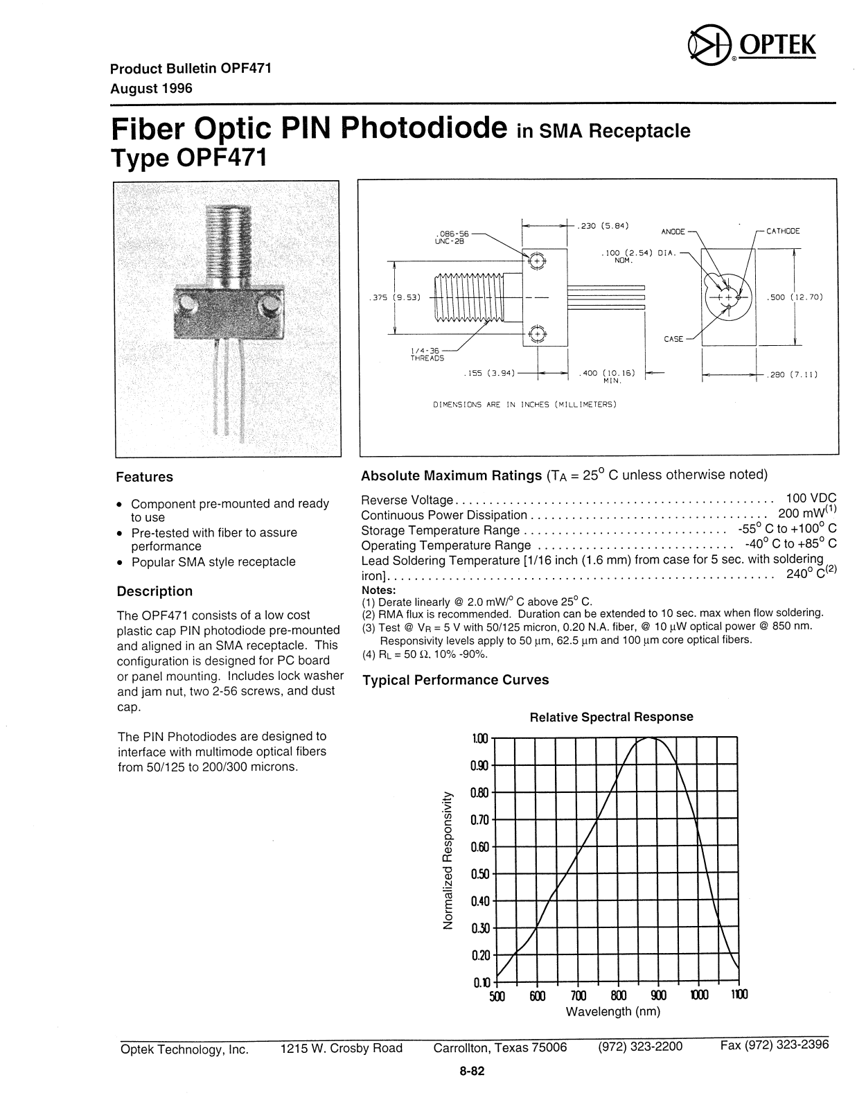 Datasheet OPF471 Datasheet (OPTEK) - ManualMachine.com
